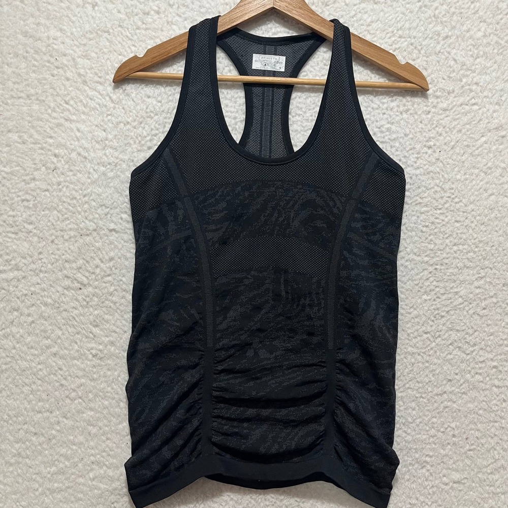 ATHLETA Black Zebra Print Compression Racerback Workout Tank Top‎ Size S